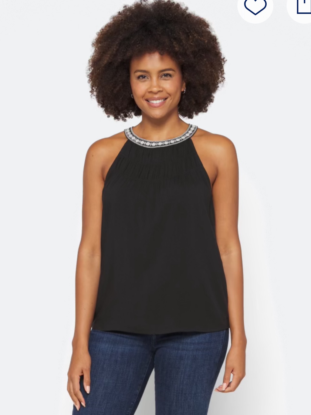Daniel Rainn Serenity Smock Detail Halter Top Size L Bnwt Black W/White Detail